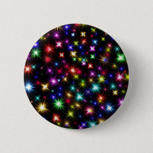 Farbenfrohe Sterne Feuerwerk Design Button
