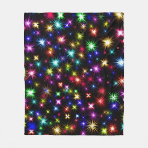 Farbenfrohe Sterne Feuerwerk Design Fleecedecke