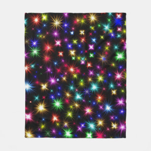 Farbenfrohe Sterne Feuerwerk Design Fleecedecke