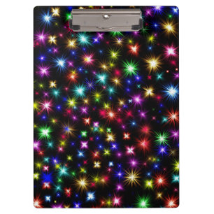 Farbenfrohe Sterne Feuerwerk Design Klemmbrett