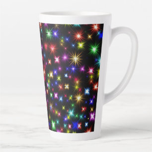 Farbenfrohe Sterne Feuerwerk Design Milchtasse
