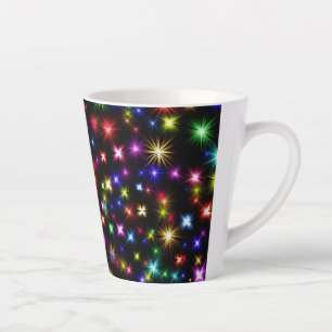 Farbenfrohe Sterne Feuerwerk Design Milchtasse