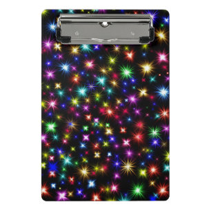 Farbenfrohe Sterne Feuerwerk Design Mini Klemmbrett