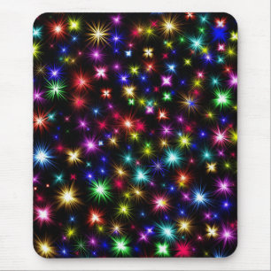 Farbenfrohe Sterne Feuerwerk Design Mousepad