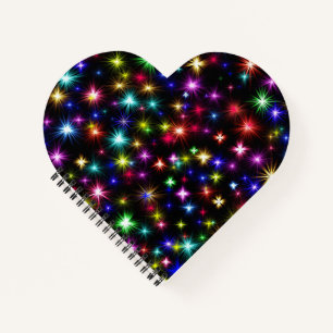 Farbenfrohe Sterne Feuerwerk Design Notizblock
