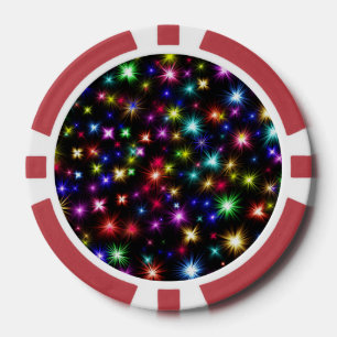Farbenfrohe Sterne Feuerwerk Design Pokerchips