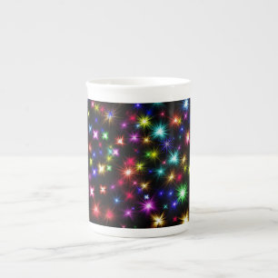 Farbenfrohe Sterne Feuerwerk Design Porzellantasse