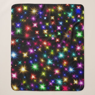 Farbenfrohe Sterne Feuerwerk Design Sherpadecke