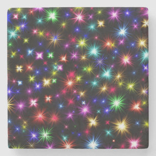 Farbenfrohe Sterne Feuerwerk Design Steinuntersetzer