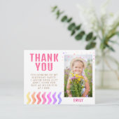 Farbenfrohe Sterne Girl Birthday Danke Foto Postkarte (Stehend Vorderseite)