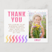 Farbenfrohe Sterne Girl Birthday Danke Foto Postkarte (Vorderseite)