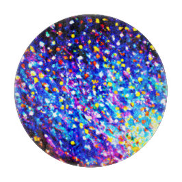 Farbenfrohe Sterne in blauem Himmel. Jetzt kaufen Schneidebrett