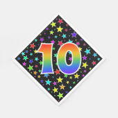 Farbenfrohe Sterne + Regenbogenmuster "10" Event # Serviette (Ecke)