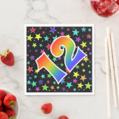 Farbenfrohe Sterne + Regenbogenmuster "12" Event # Serviette (Beispiel)