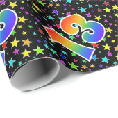 Farbenfrohe Sterne + Regenbogenmuster "13" Event # Geschenkpapier (Rolleneckpunkt)