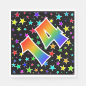 Farbenfrohe Sterne + Regenbogenmuster "14" Event # Serviette (Vorderseite)