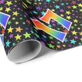 Farbenfrohe Sterne + Regenbogenmuster "17" Event # Geschenkpapier (Rolleneckpunkt)