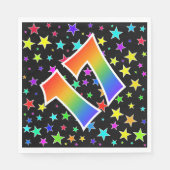 Farbenfrohe Sterne + Regenbogenmuster "17" Event # Serviette (Vorderseite)