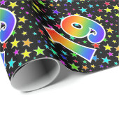 Farbenfrohe Sterne + Regenbogenmuster "19" Event # Geschenkpapier (Rolleneckpunkt)