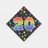Farbenfrohe Sterne + Regenbogenmuster "20" Event # Serviette (Ecke)