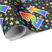 Farbenfrohe Sterne + Regenbogenmuster "21" Event # Geschenkpapier (Rolleneckpunkt)