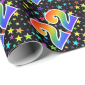 Farbenfrohe Sterne + Regenbogenmuster "22" Event # Geschenkpapier (Rolleneckpunkt)