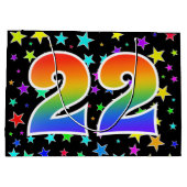 Farbenfrohe Sterne + Regenbogenmuster "22" Event # Große Geschenktüte (Rückseite)