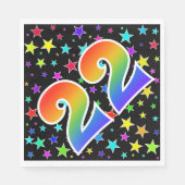 Farbenfrohe Sterne + Regenbogenmuster "22" Event # Serviette (Vorderseite)
