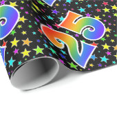 Farbenfrohe Sterne + Regenbogenmuster "25" Event # Geschenkpapier (Rolleneckpunkt)