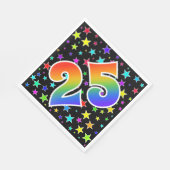 Farbenfrohe Sterne + Regenbogenmuster "25" Event # Serviette (Ecke)