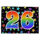 Farbenfrohe Sterne + Regenbogenmuster "26" Event # Große Geschenktüte (Rückseite)