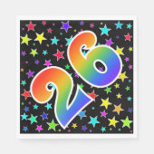 Farbenfrohe Sterne + Regenbogenmuster "26" Event # Serviette (Vorderseite)