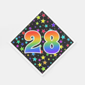 Farbenfrohe Sterne + Regenbogenmuster "28" Event # Serviette (Ecke)