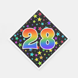 Farbenfrohe Sterne + Regenbogenmuster "28" Event # Serviette