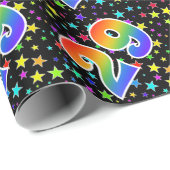 Farbenfrohe Sterne + Regenbogenmuster "29" Event # Geschenkpapier (Rolleneckpunkt)