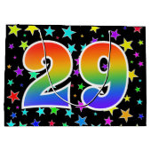 Farbenfrohe Sterne + Regenbogenmuster "29" Event # Große Geschenktüte (Rückseite)