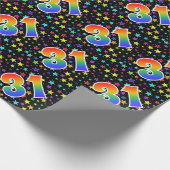 Farbenfrohe Sterne + Regenbogenmuster "31" Event # Geschenkpapier (Ecke)