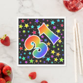 Farbenfrohe Sterne + Regenbogenmuster "31" Event # Serviette (Beispiel)