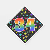 Farbenfrohe Sterne + Regenbogenmuster "34" Event # Serviette (Ecke)
