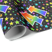 Farbenfrohe Sterne + Regenbogenmuster "41" Event # Geschenkpapier (Rolleneckpunkt)