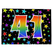 Farbenfrohe Sterne + Regenbogenmuster "41" Event # Große Geschenktüte (Rückseite)