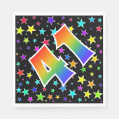 Farbenfrohe Sterne + Regenbogenmuster "41" Event # Serviette (Vorderseite)