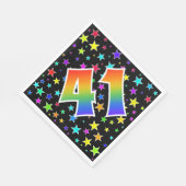 Farbenfrohe Sterne + Regenbogenmuster "41" Event # Serviette (Ecke)