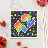 Farbenfrohe Sterne + Regenbogenmuster "42" Event # Serviette (Beispiel)