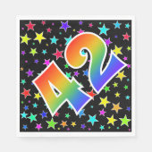 Farbenfrohe Sterne + Regenbogenmuster "42" Event # Serviette (Vorderseite)
