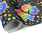 Farbenfrohe Sterne + Regenbogenmuster "43" Event # Geschenkpapier (Rolleneckpunkt)