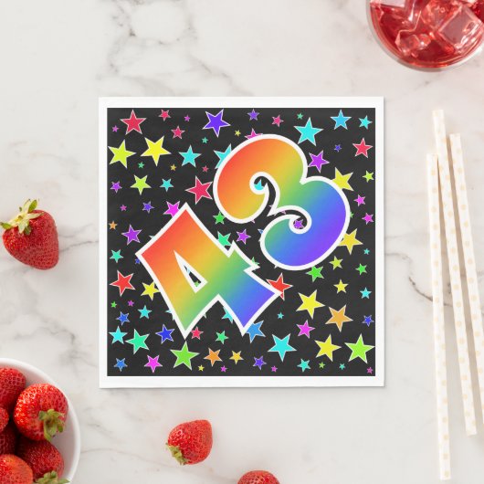 Farbenfrohe Sterne + Regenbogenmuster "43" Event # Serviette (Beispiel)