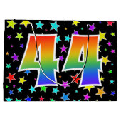 Farbenfrohe Sterne + Regenbogenmuster "44" Event # Große Geschenktüte (Rückseite)