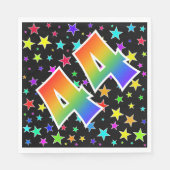 Farbenfrohe Sterne + Regenbogenmuster "44" Event # Serviette (Vorderseite)