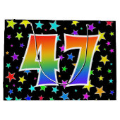 Farbenfrohe Sterne + Regenbogenmuster "47" Event # Große Geschenktüte (Rückseite)